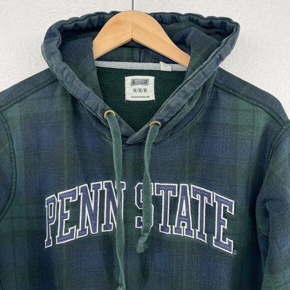 PENN STATE Hoodie Adult M NITTANY LIONS PSU Sweatshirt Blackwatch Plaid Green - Picture 3 of 15